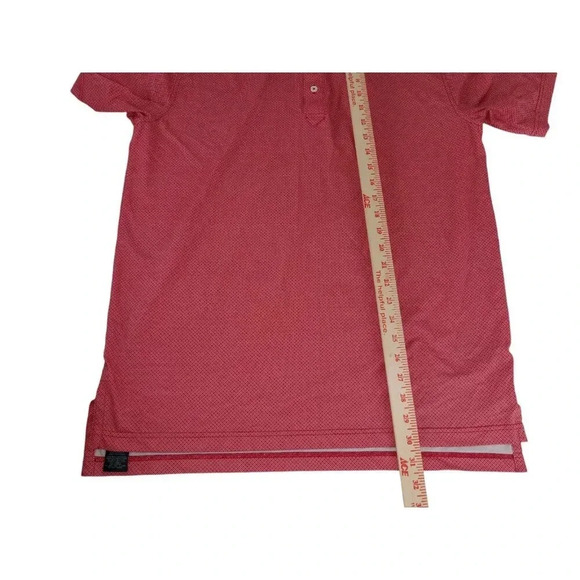 Turtleson Mens Polo Shirt Red Short Sleeve Geometric Stretch High Low Size M - Picture 10 of 11